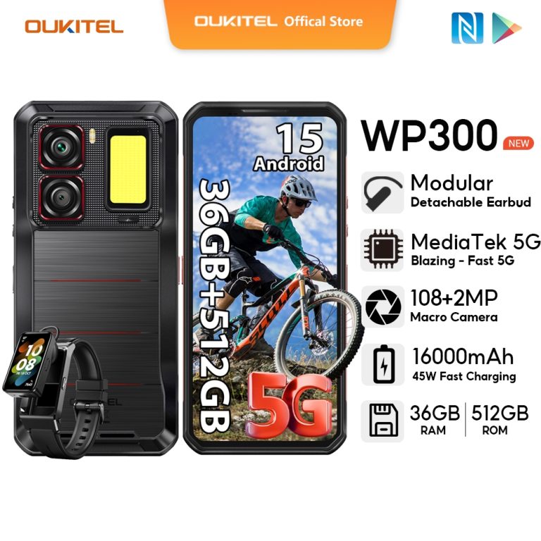 OUKITEL WP300 36GB+512GB 16000mAh Rugged Phone Modular petachable Earbud/camping Light 6.78″ FHD 120Hz 108MP Cell phone | Shopee Malaysia