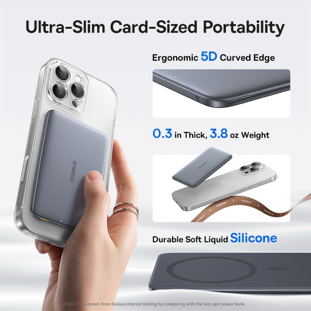 Baseus PicoGo AM41 Ultra-Slim Wireless Powerbank 5000mAh 10000mAh 20W 27W Magnetic Light&Portable Power Bank with Card-Sized | Shopee Malaysia