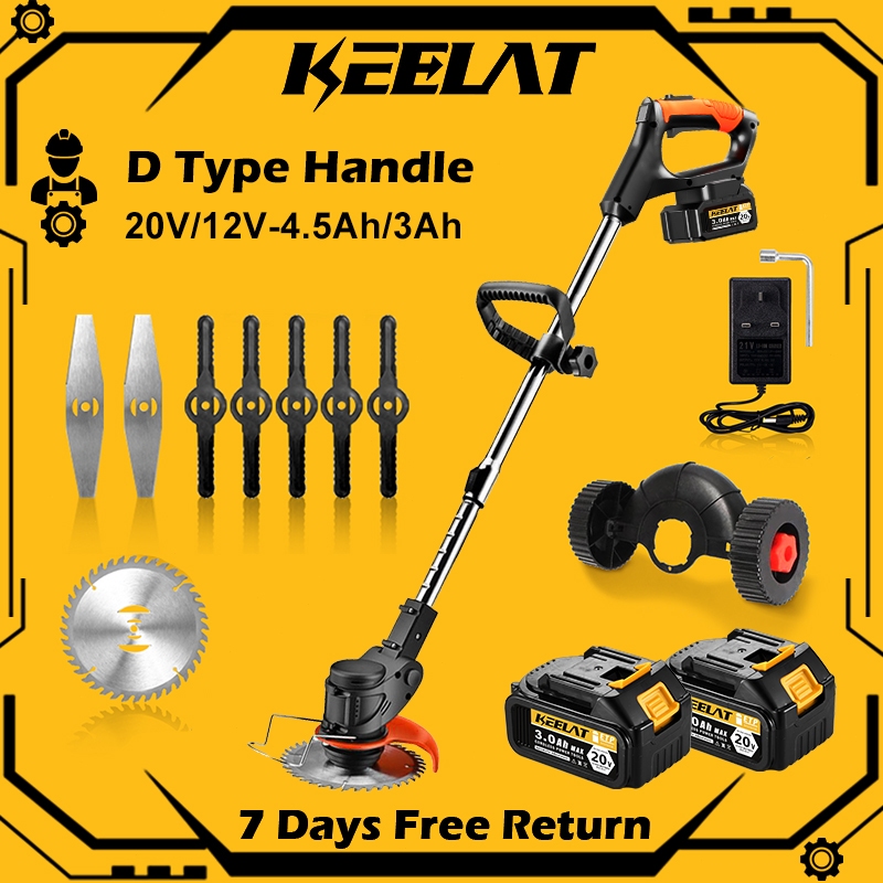 KEELAT 20V Mesin Rumput Lawn Mower 1 Set Grass Cutter Multi-function Household Electric Grass Trimmer Cordless Battery | Shopee Malaysia