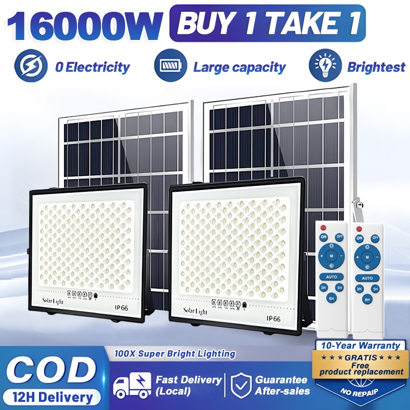 Solar Light BUY 1 TAKE 1 50X Bright 16000W LED Outdoor IP68 Waterproof With Remote IP67 | Shopee Malaysia