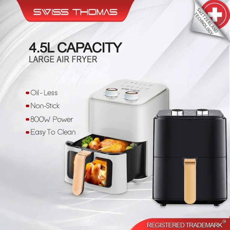 Swiss Thomas Oven Air Fryer 4.5L 800W Temperature Control Non-Stick Timer Oil Free Roaster Breakfast (Penggoreng Udara) | Shopee Malaysia