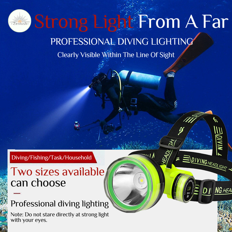 Zenlush LED Diving Headlamp Strong Light IPX8 Waterproof Rechargeable Fishing Light潜水灯 | Shopee Malaysia
