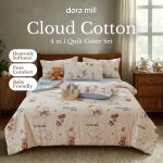 DORAMILL Cloud Cotton Quilt Cover Set Fitted Bedsheet Grade A Fabric 4in1 Queen King Cadar Murah BQC | Shopee Malaysia