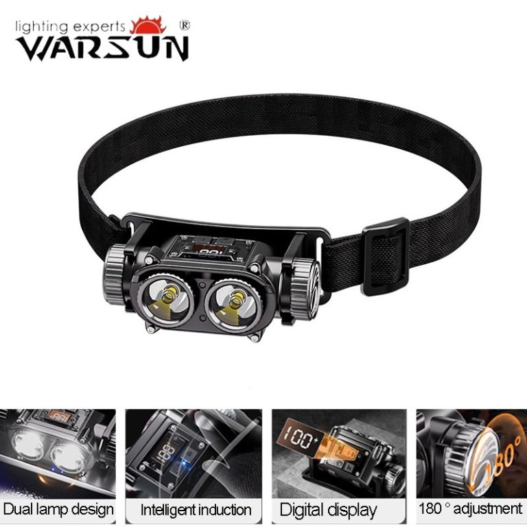 WARSUN 106 Lampu Kepala Super Bright LED Sensor USB Charging Double Head Waterproof Lightweight Headlamp Camping Fishing | Shopee Malaysia