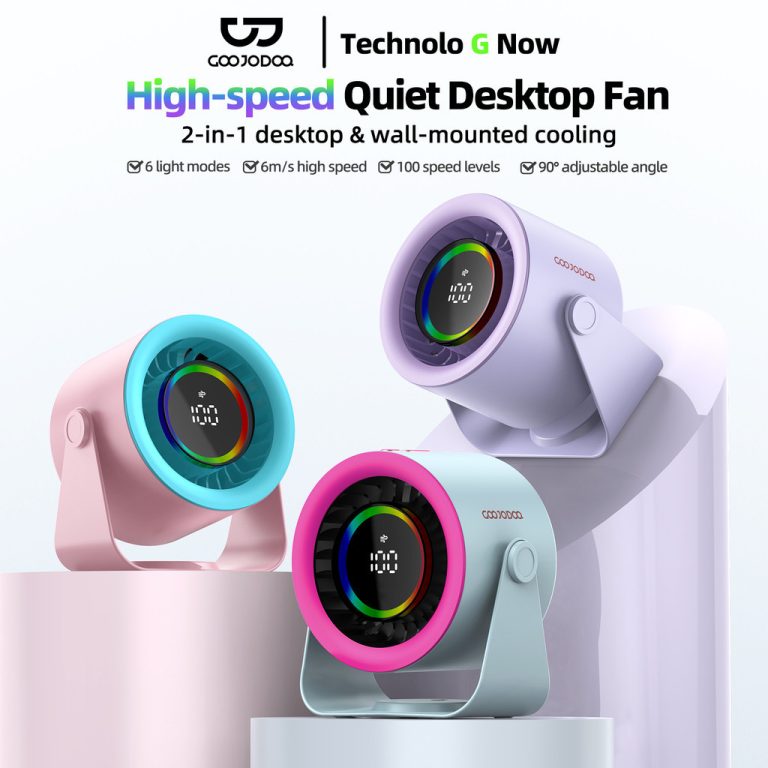 GOOJODOQ 2025 New High Speed ​​Desktop Fan 100 Speed ​​Digital LED Display RGB Wall Mount Adjustable Turbo Fan | Shopee Malaysia