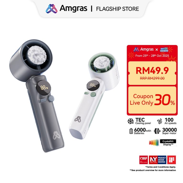 Amgras MetaHeld Fan Pro Portable Turbo Fan High Speed kipas mini fan cooler 100 Level Adjustment LED Display 20H 6000mAh | Shopee Malaysia