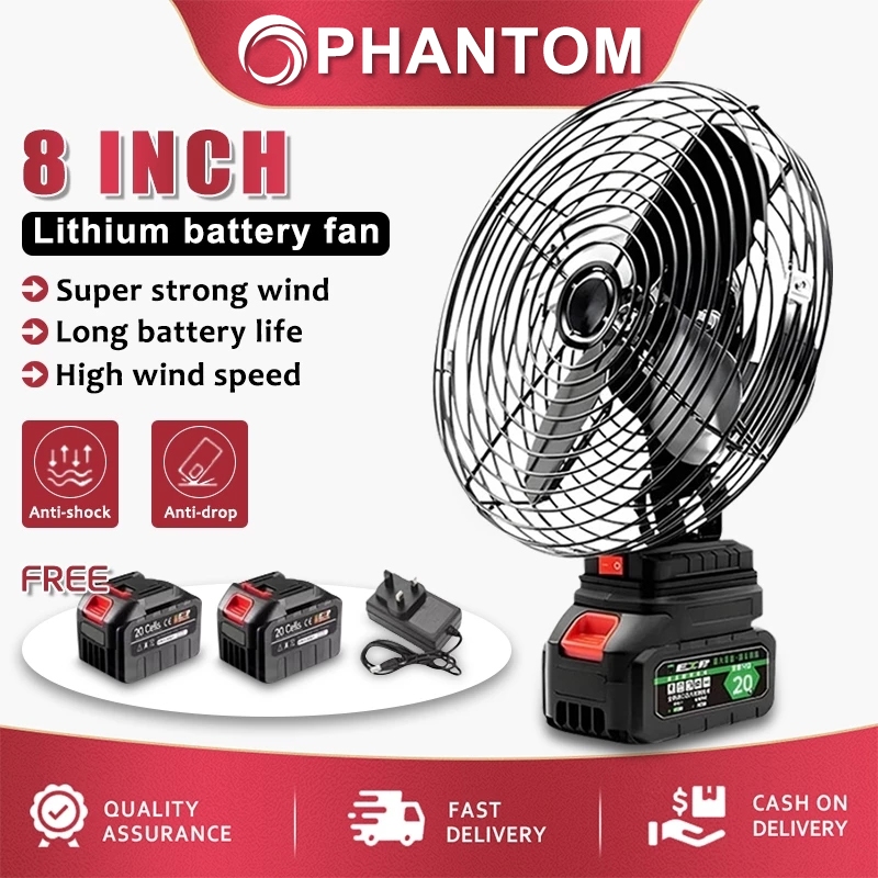 8 Inch Portable Camping Fan Cordless Rechargeable Desktop Cooling Fan Kipas Bateri Tahan Lama Mini Fan Battery Outdoor | Shopee Malaysia