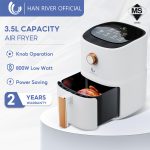 HAN RIVER Air Fryer 3.5L Non-Stick Coating Oil Free Smokeless Multifunctional Cooking 800W Low Watt | Shopee Malaysia