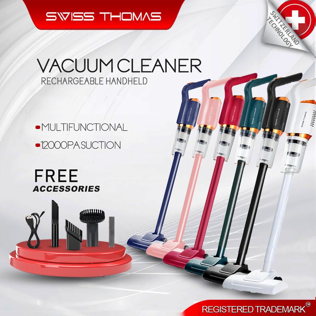 Swiss Thomas Cordless Handheld Vacuum Cleaner with Mop Pad – Rechargeable for Car & Home Use | Shopee Malaysia