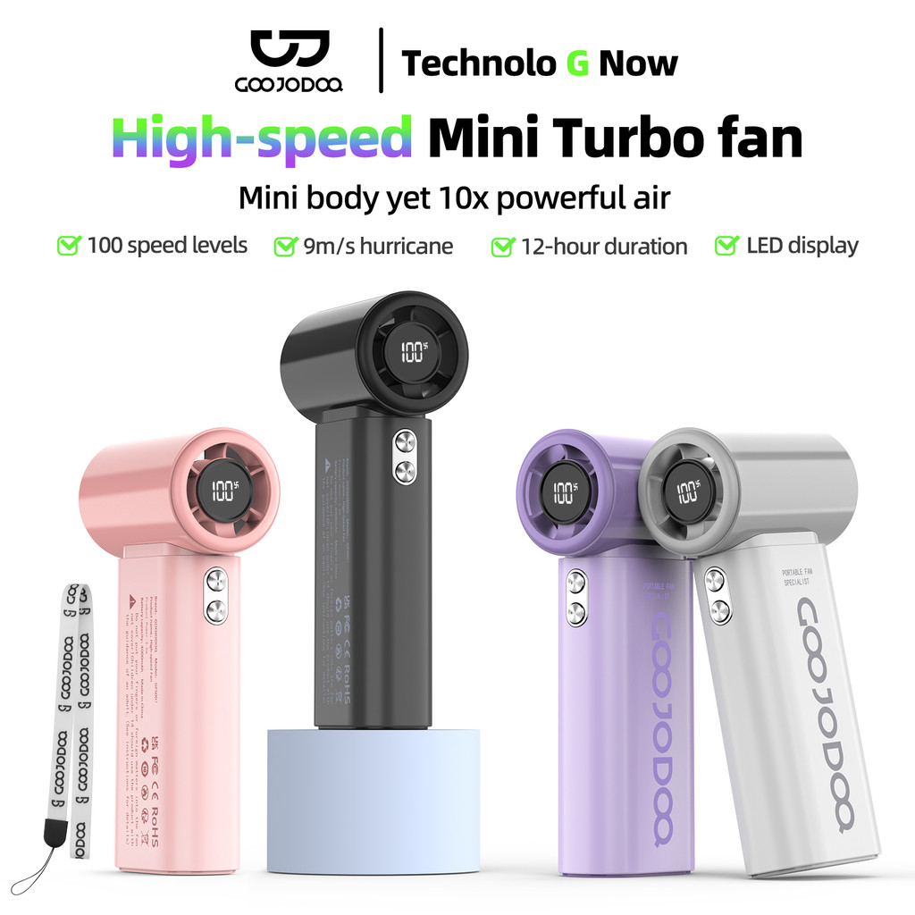 GOOJODOQ Mini Fan Display High Speed ​Handheld Mini Turbo Fan 4000mAh Mini kipas Bateri Tahan Lama | Shopee Malaysia