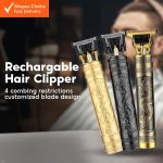 Rechargeable Hair Clipper – Cordless Beard Trimmer, Cutter & Mini Shaver for Men (Bronze/Black/Gold Dragon, 3-in-1 Set) | Shopee Malaysia