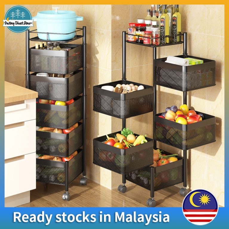 6-layer stainless steel storage rack with wheel bathroom rack vegetable spice rack magnetic suction door kitchen rack | Shopee Malaysia