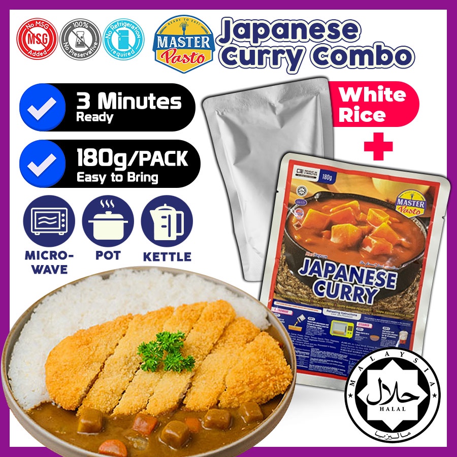 MASTER PASTO [HALAL] Japanese Curry + Rice Kari Jepun Nasi Putih Combo Set Makanan Segera Instant Camping Dorm Food | Shopee Malaysia