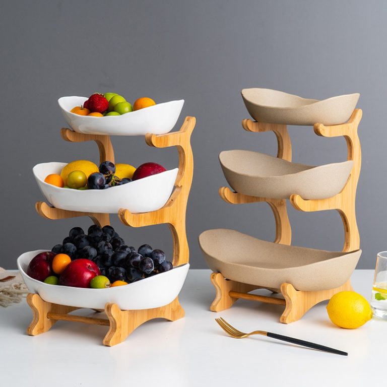Creative Three-Layer Multi-Layer Fruit Plate European Style Dried Bamboo Wood | Shopee Malaysia