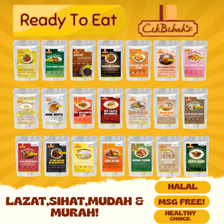 🍚RTE Cik Bibah Makanan Ready To Eat Lauk Kampung Sedap | Travel,Camping,Hiking,Fishing,Preppers & Emergency 180G/250G | Shopee Malaysia
