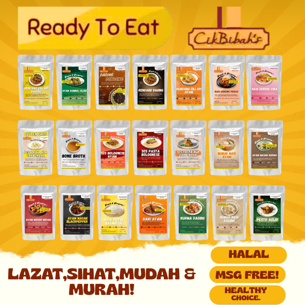 🍚RTE Cik Bibah Makanan Ready To Eat Lauk Kampung Sedap | Travel,Camping,Hiking,Fishing,Preppers & Emergency 180G/250G | Shopee Malaysia