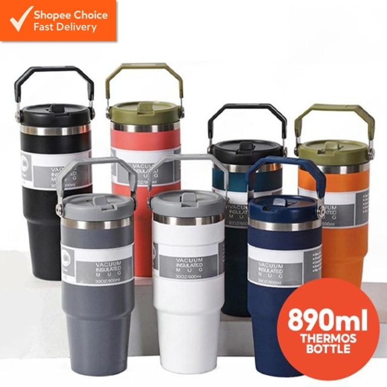304 Stainless Steel Thermos Bottle–Insulated Vacuum Tumbler for Hot & Cold Drinks 890ml 保温水壶Thermo Cup w Straw & Handle | Shopee Malaysia