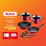 [Shopee Exclusive] Tefal Supercook 9pcs set (Frypan 24cm, Wokpan 28cm, Stewpot 22cm & 24cm, 3 Spatulas) | Shopee Malaysia