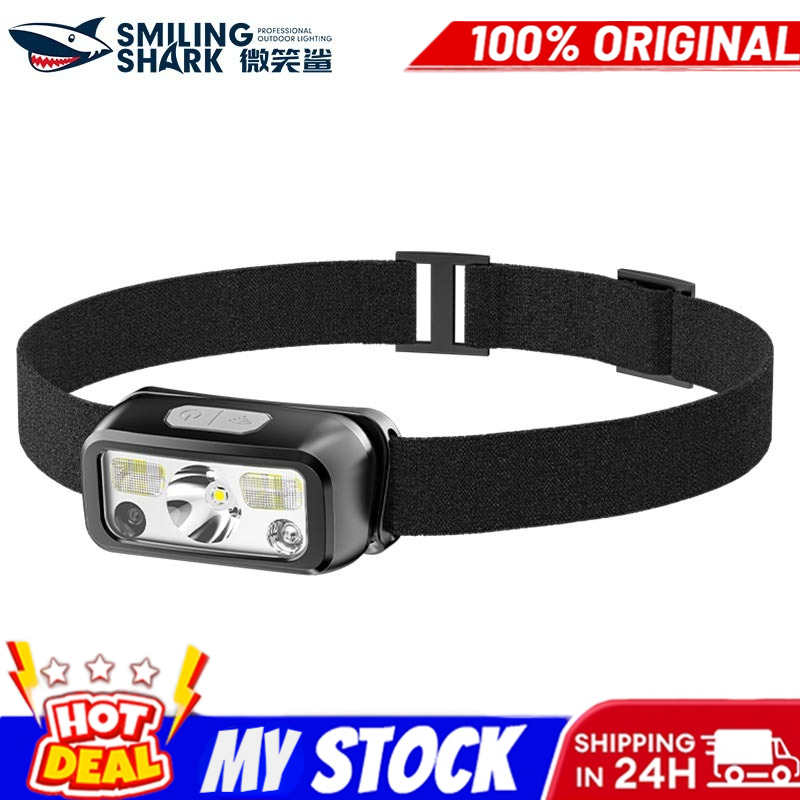 Shocking Price🔥Smiling Shark TD0144 LED Head Lamp Intelligent Sensor Outdoor Waterproof Cycling Running Headlight | Shopee Malaysia