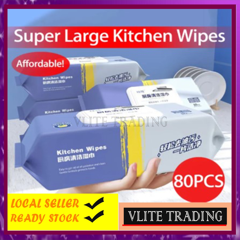 ✨ Tisu Basah Pembersih Dapur 80 Keping – Bersih, Jimat & Wangi Lemon! 🍋