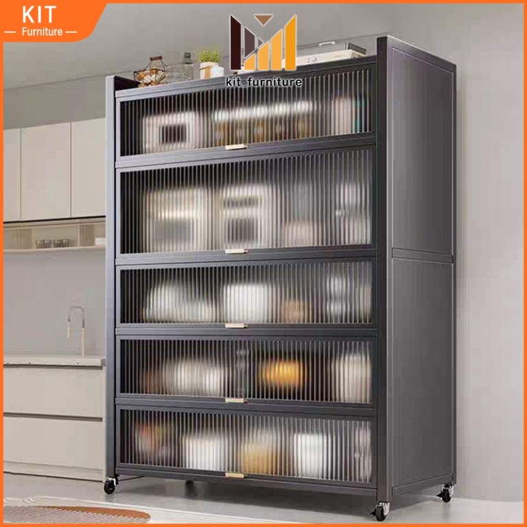 🚚Free Shipping🚚Kitchen Cabinet Rack Microwave Oven Cabinet Kitchen Storage Racks Shelf with Doors & Wheels | Shopee Malaysia