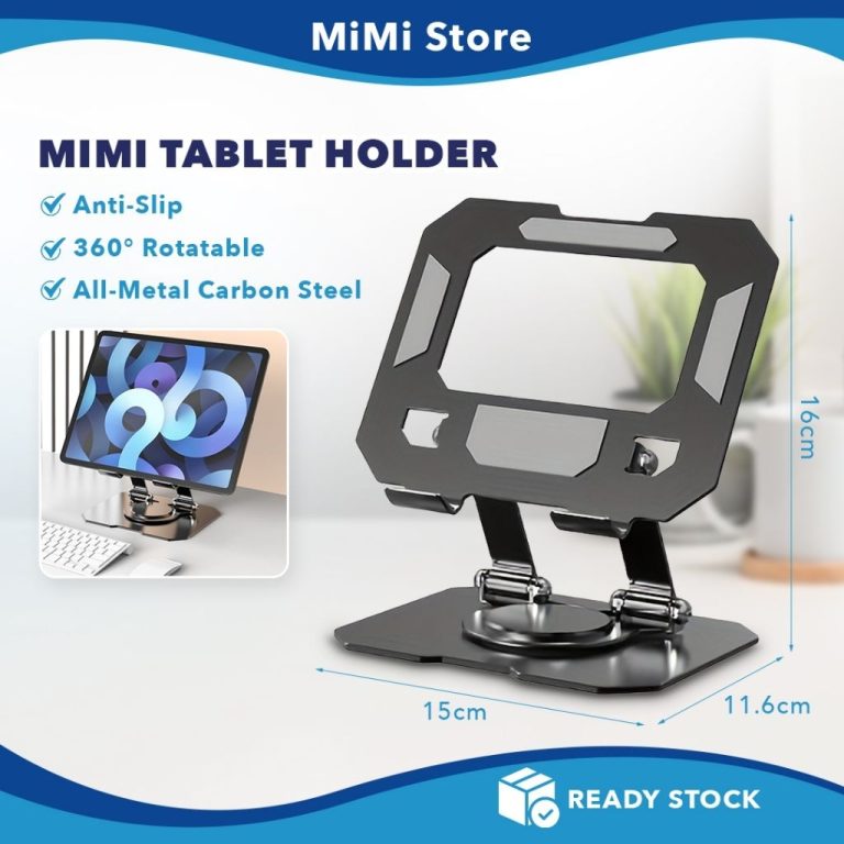 MiMi 360° Rotatable Phone Tablet Stand Adjustable Metal Foldable Desktop Stand Holder Cooling stand Laptop Bracket | Shopee Malaysia