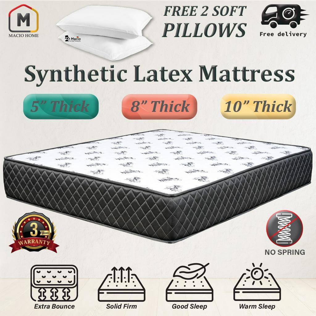 (Free Shipping) Dr. Macio 8″ 10″ & 5″ Synthetic Latex Single /S.Single /Queen /King Size Mattress Tilam (Free Pillow) | Shopee Malaysia