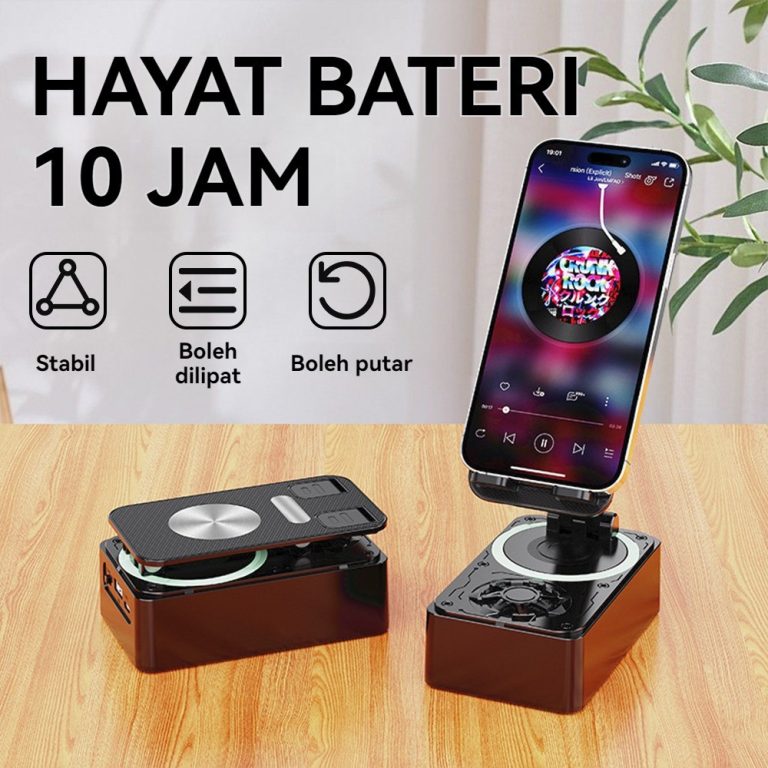 🎶 Speaker Bluetooth 3-dalam-1 – Bunyi Hebat, Bateri Power, Reka Lipat Moden!