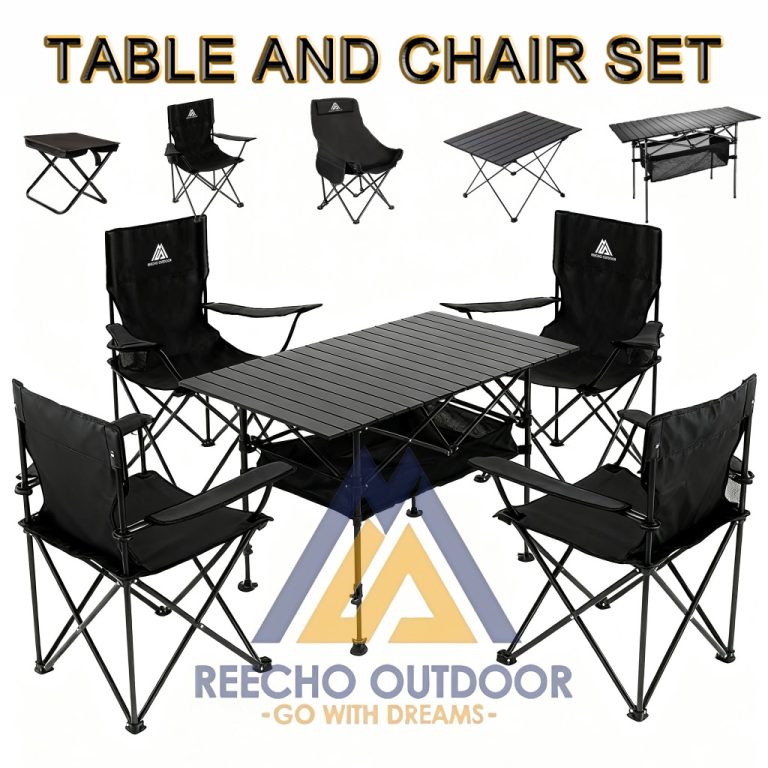 【REECHO OUTDOOR】Camping Chair and Table Set Outdoor Folding Table Folding Chairs Family Picnic Set | Shopee Malaysia