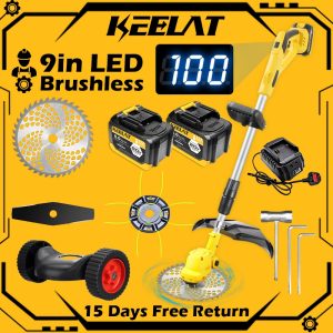 KEELAT Brushless Mesin rumput MT Portable Cordless Grass Trimmer Battery Cordless Weed Eater Powered Lawn Mower Saw | Shopee Malaysia