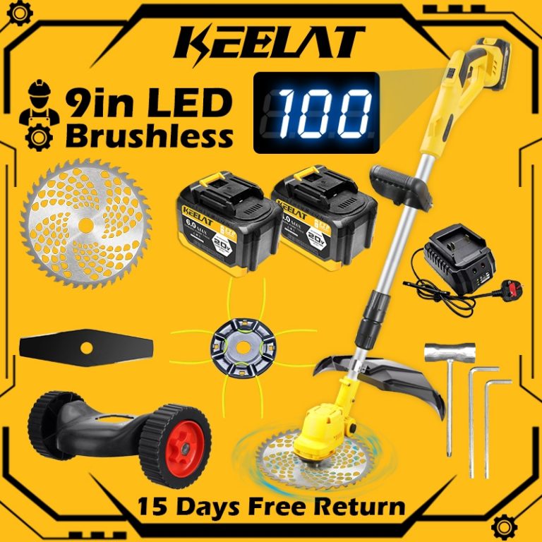 KEELAT Brushless Mesin rumput MT Portable Cordless Grass Trimmer Battery Cordless Weed Eater Powered Lawn Mower Saw | Shopee Malaysia