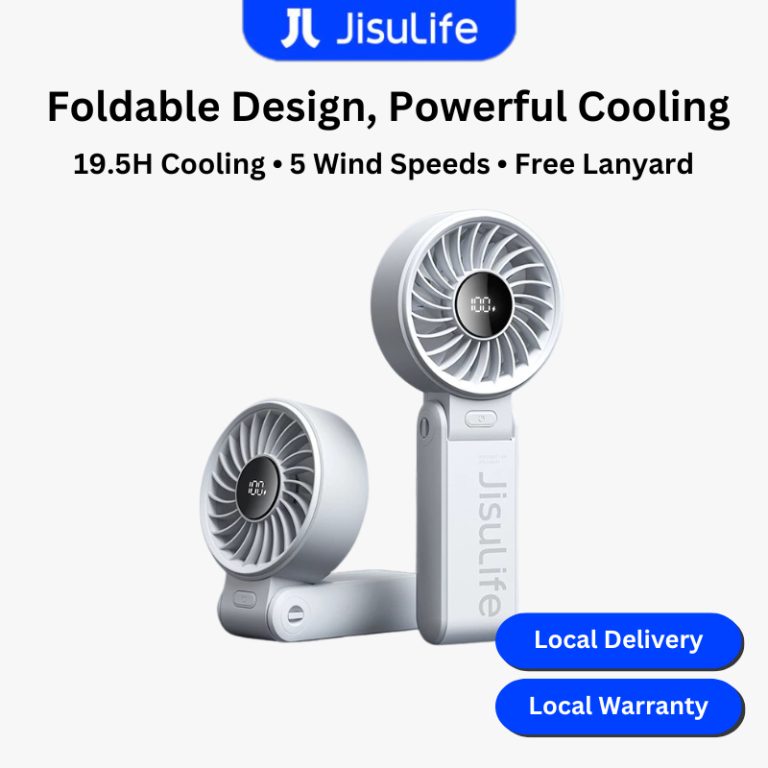 JisuLife Handheld Fan Life7 5000mAh Foldable 19.5h Cooling Time LED Display 5 Gears Strong Wind Kipas | Shopee Malaysia