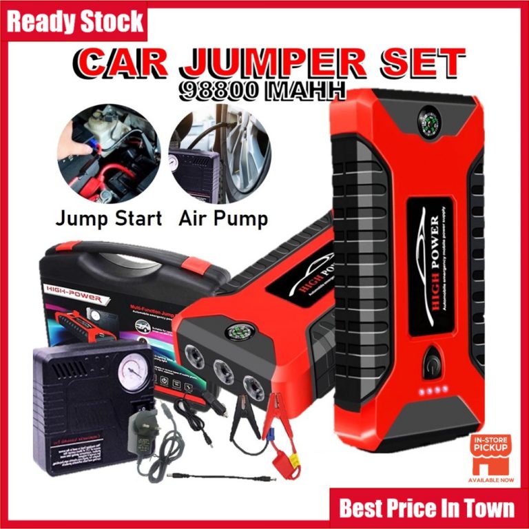 99800mAh 12V Car Jumper Powerbank Jumper Power Bank Jumper Kereta Car Jumper Starter Powerbank Car Jumper With Pump Tyre | Shopee Malaysia