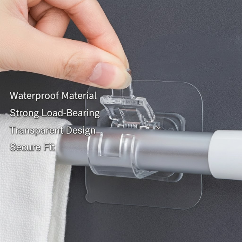 Self-Adhesive Curtain Rod Holder Hooks Adjustable Wall Clips for Spring Home Decor | Shopee Malaysia