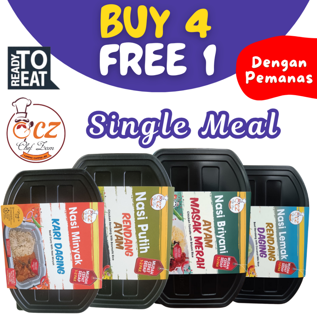 Chef Zam SET NASI BERLAUK DENGAN PEK PEMANAS READY TO EAT RTE Single Meal halal food | Shopee Malaysia
