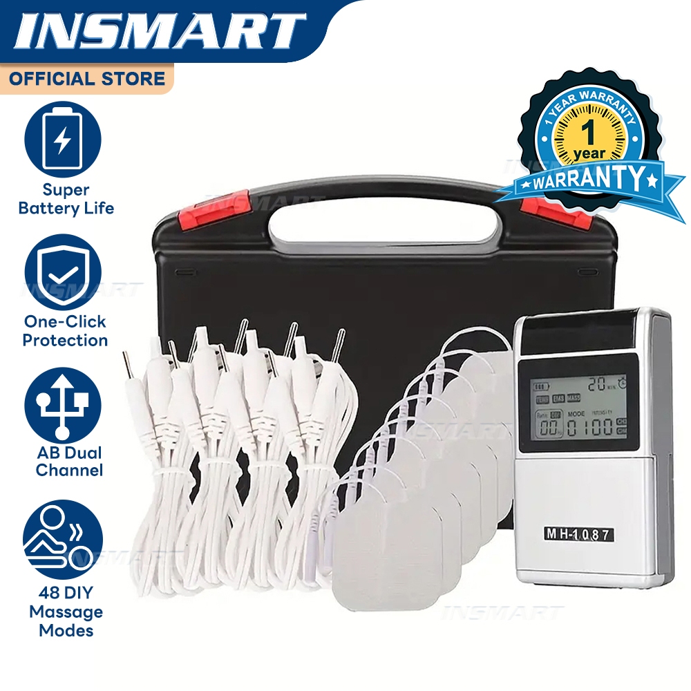 INSMART Four Channel Rechargeable TENS/EMS Massager 48 Modes Electronic Physiotherapy Machine for Pain Relief Muscle Stimulator | Shopee Malaysia