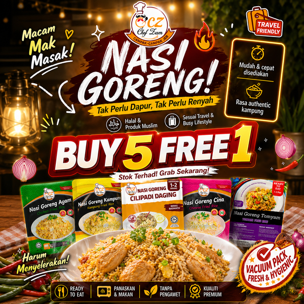 Chef Zam NASI GORENG READY TO EAT INSTANT FRIED RICE Halal food Kembara travel | Shopee Malaysia