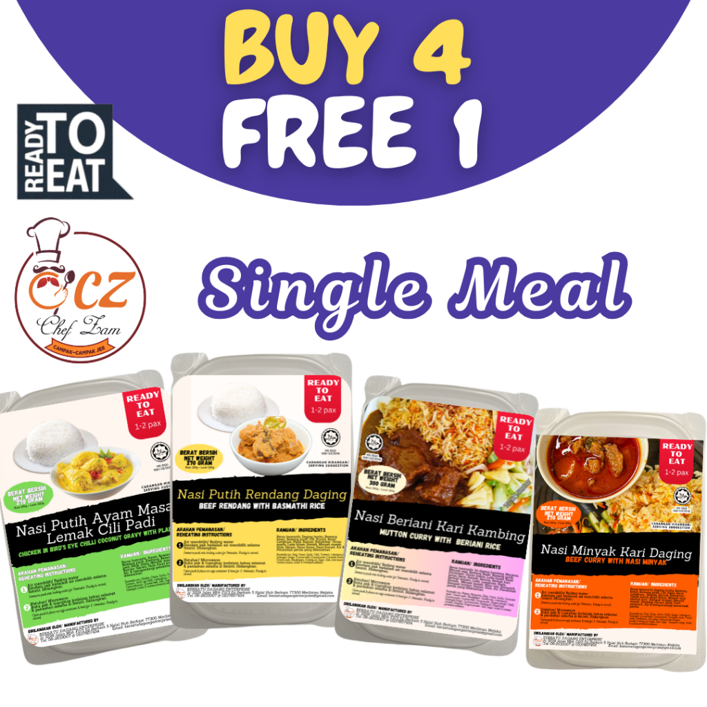 CHEF ZAM SET NASI BERLAUK RTE TANPA PEK PEMANAS READY TO EAT TRAVEL PACK | Shopee Malaysia