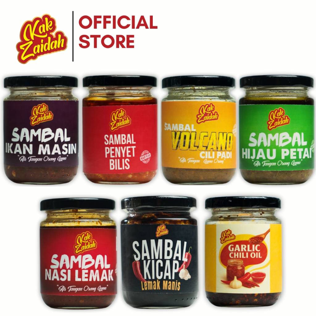 KAK ZAIDAH Aneka Sambal Ready-to-Eat Tanpa Bahan Pengawet | Shopee Malaysia