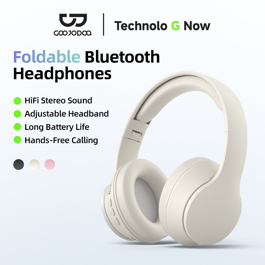 GOOJODOQ Foldable Headphones HiFi Stereo Sound Bluetooth Long Battery Life Multi-mode Playback | Shopee Malaysia